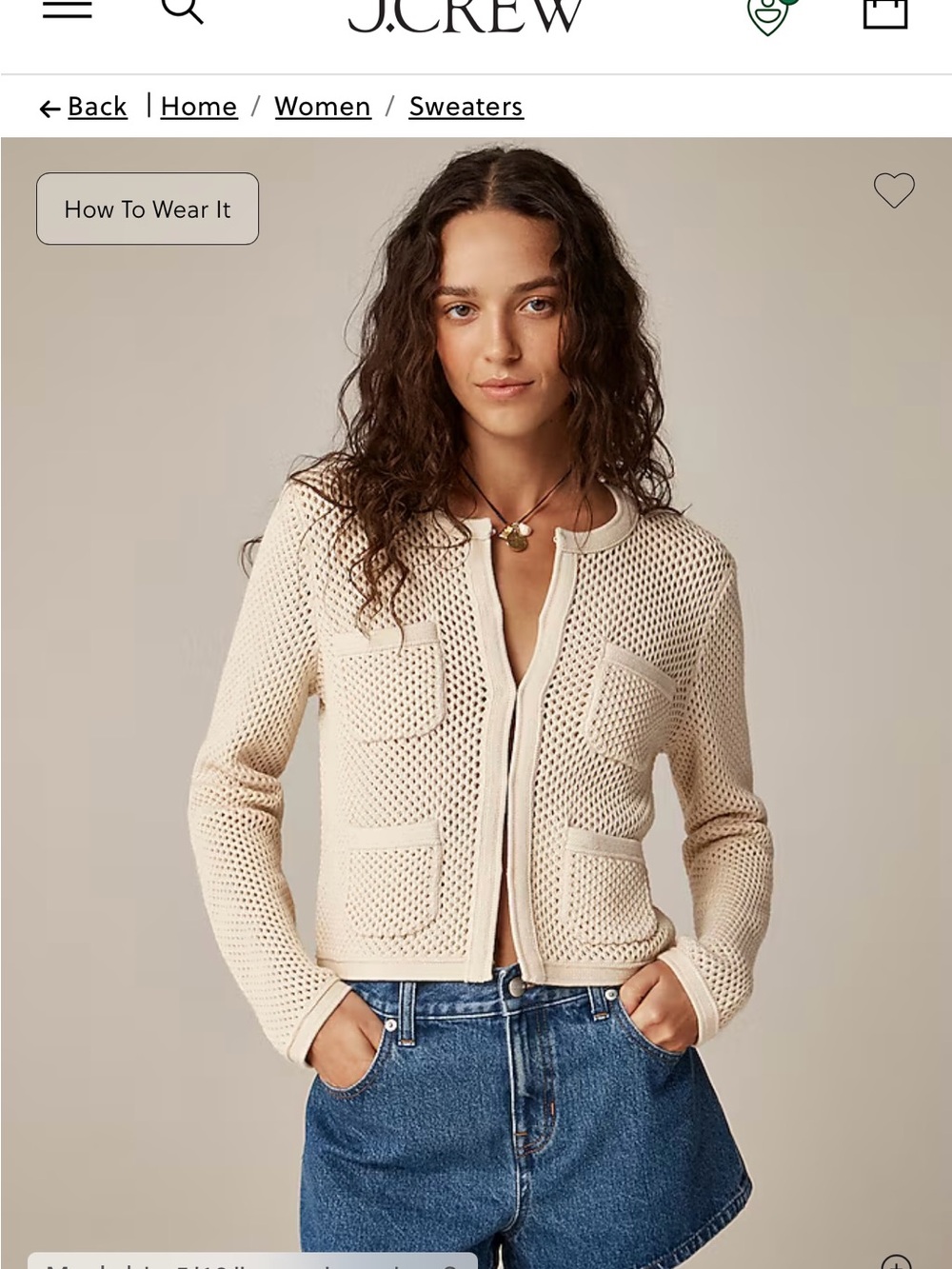J. Crew Open Pointelle-Stitch Cardigan, size Small in color Warm Sesame.
